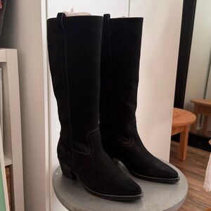 Vintage foundry suede leather knee high western boots size 8